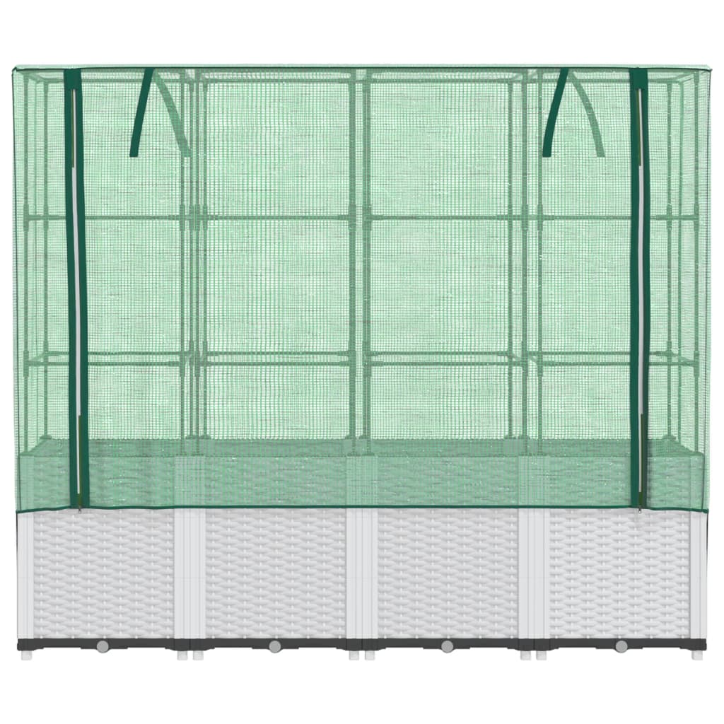 højbed med drivhusovertræk 160x40x153 cm rattan-look