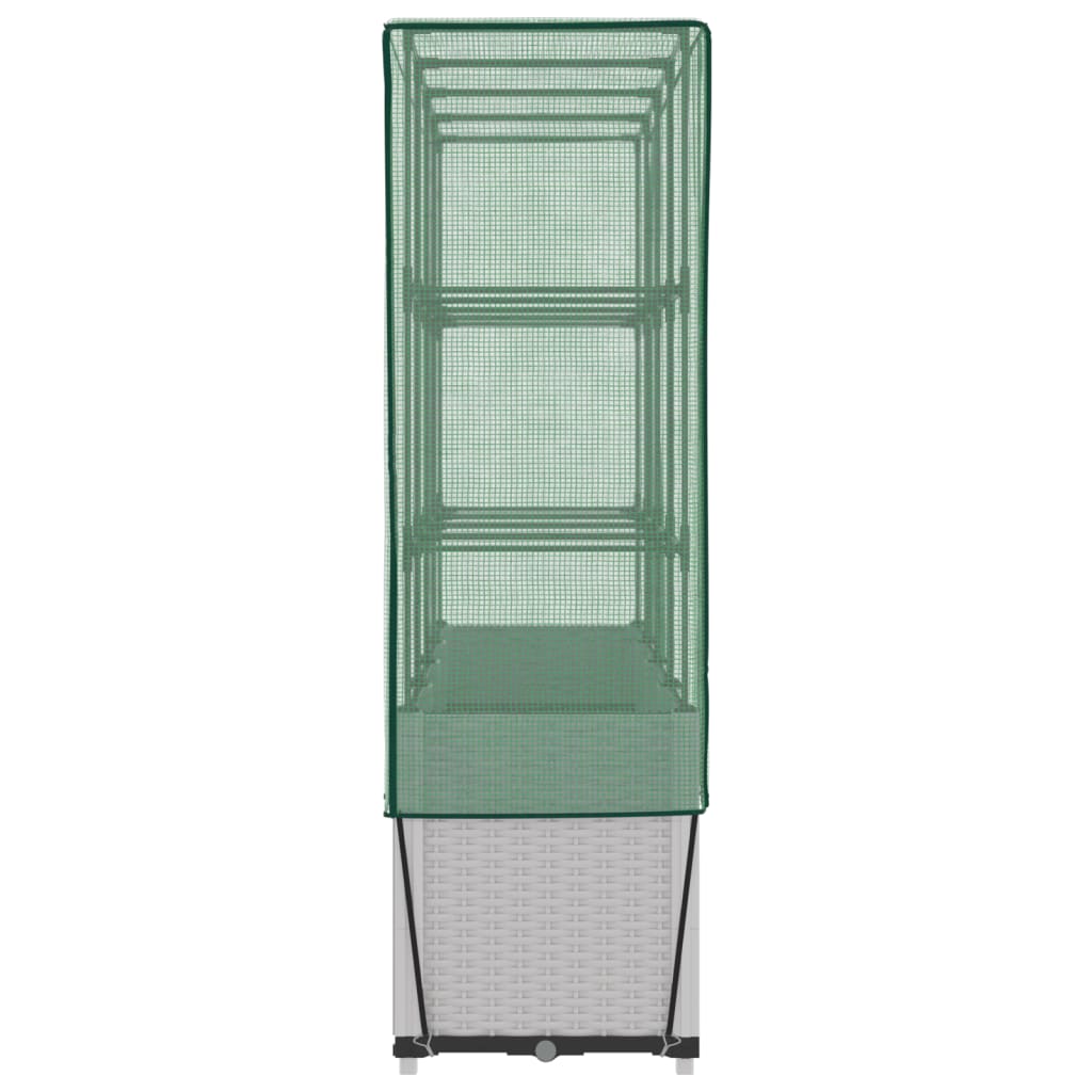 højbed med drivhusovertræk 160x40x153 cm rattan-look