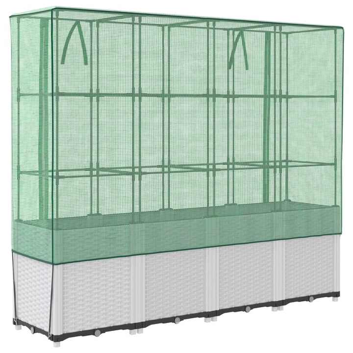 højbed med drivhusovertræk 160x40x153 cm rattan-look