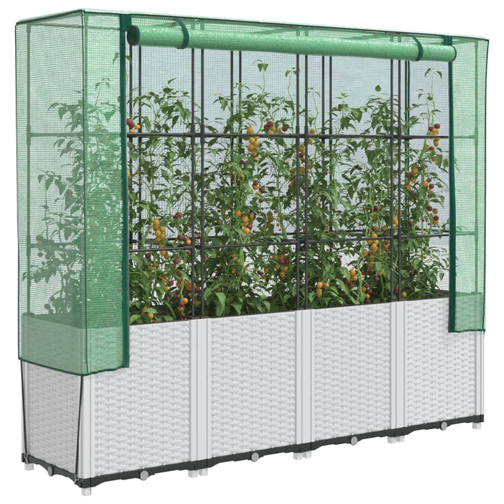 højbed med drivhusovertræk 160x40x153 cm rattan-look