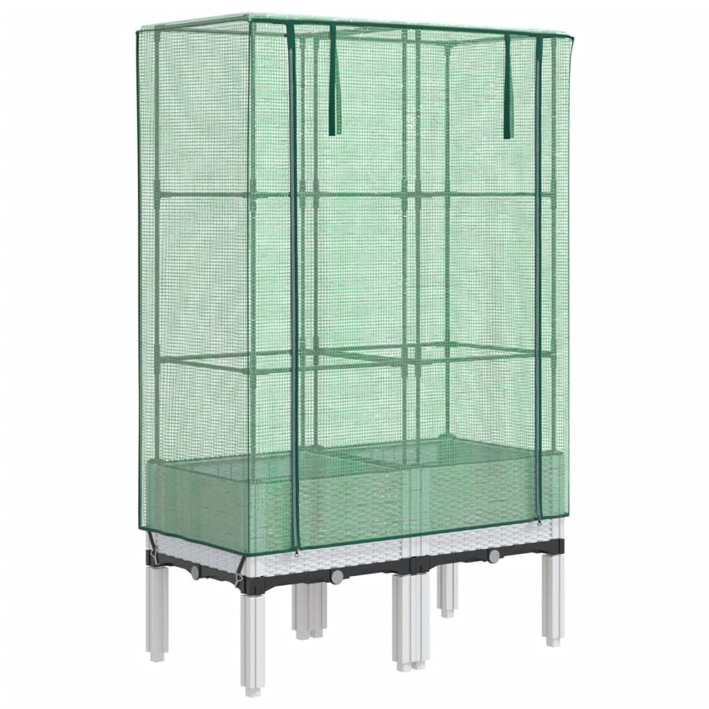 højbed med drivhusovertræk 80x40x140 cm rattan-look