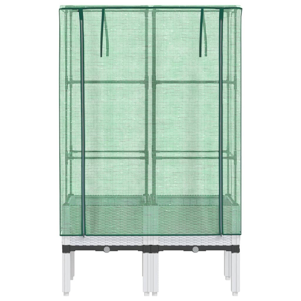 højbed med drivhusovertræk 80x40x140 cm rattan-look
