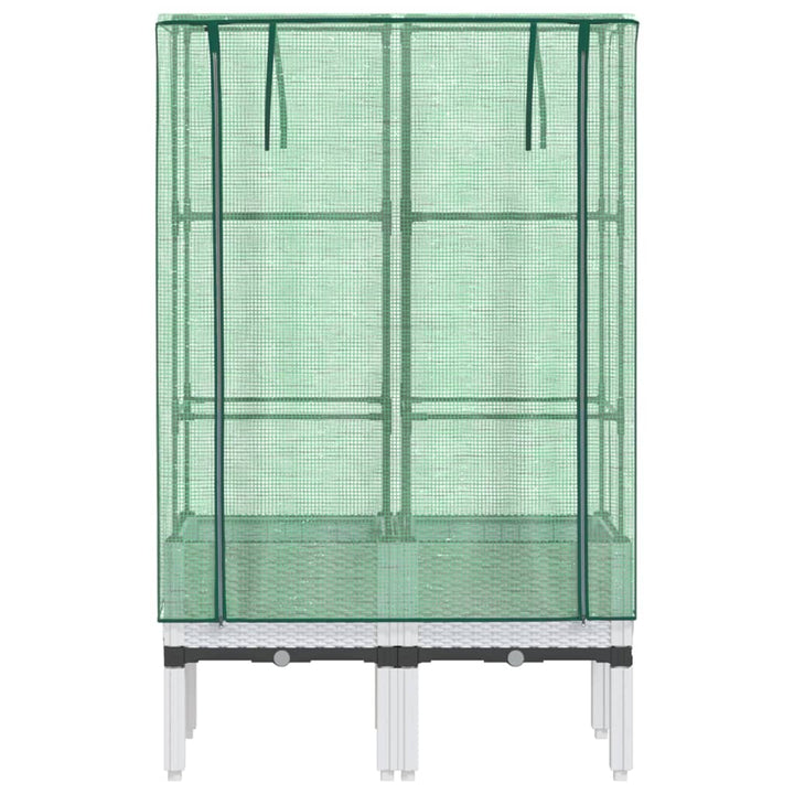 højbed med drivhusovertræk 80x40x140 cm rattan-look