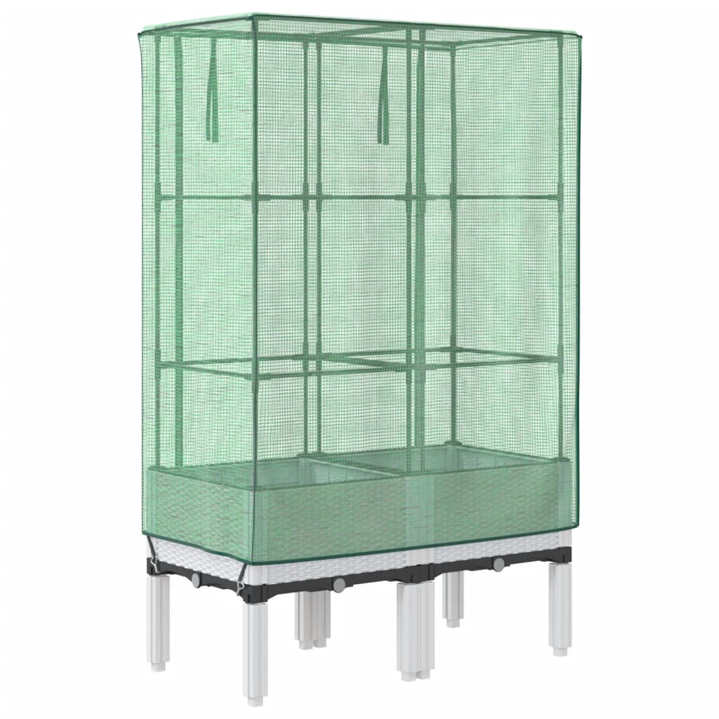 højbed med drivhusovertræk 80x40x140 cm rattan-look