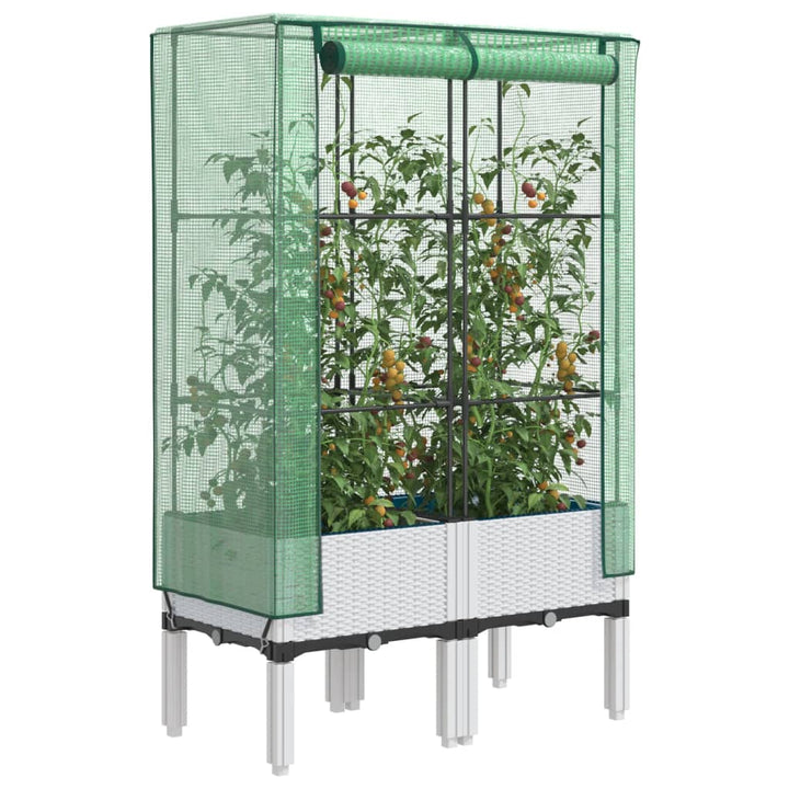 højbed med drivhusovertræk 80x40x140 cm rattan-look