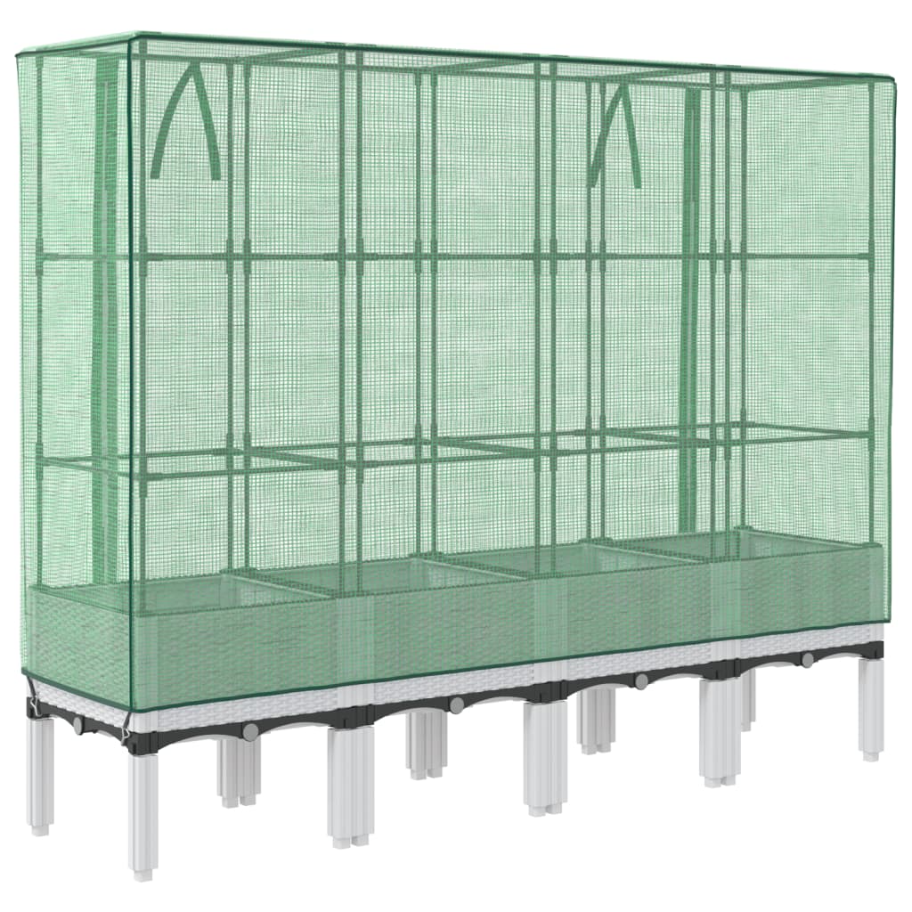 højbed med drivhusovertræk 160x40x140 cm rattan-look