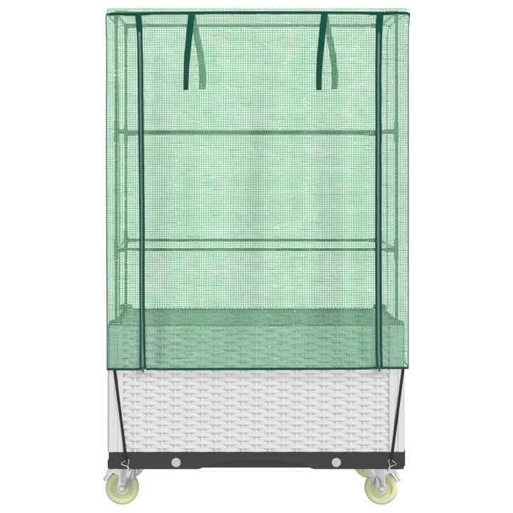 højbed med overtræk og hjul 80x50x182 cm rattan-look