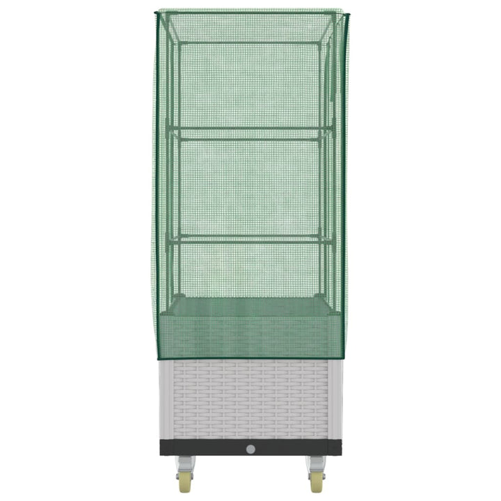 højbed med overtræk og hjul 80x50x182 cm rattan-look