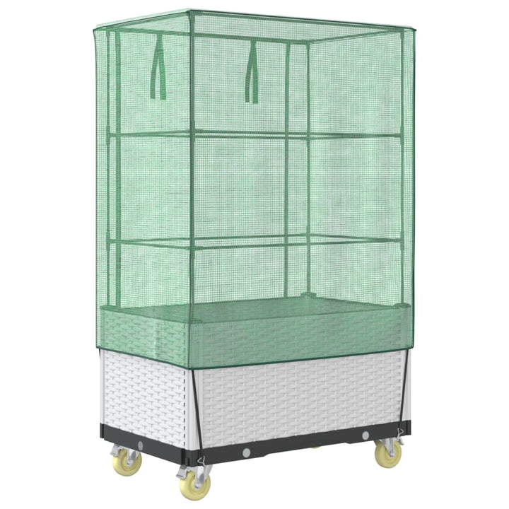 højbed med overtræk og hjul 80x50x182 cm rattan-look