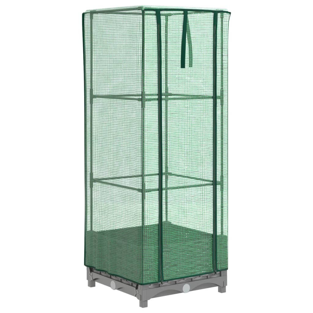 højbed med drivhusovertræk 40x40x123 cm rattan-look