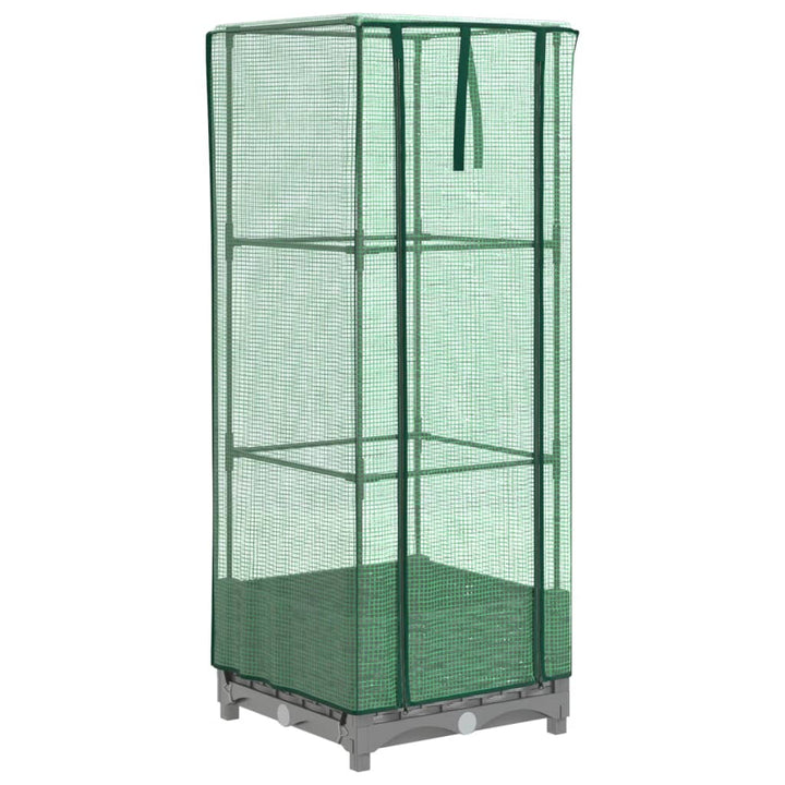 højbed med drivhusovertræk 40x40x123 cm rattan-look