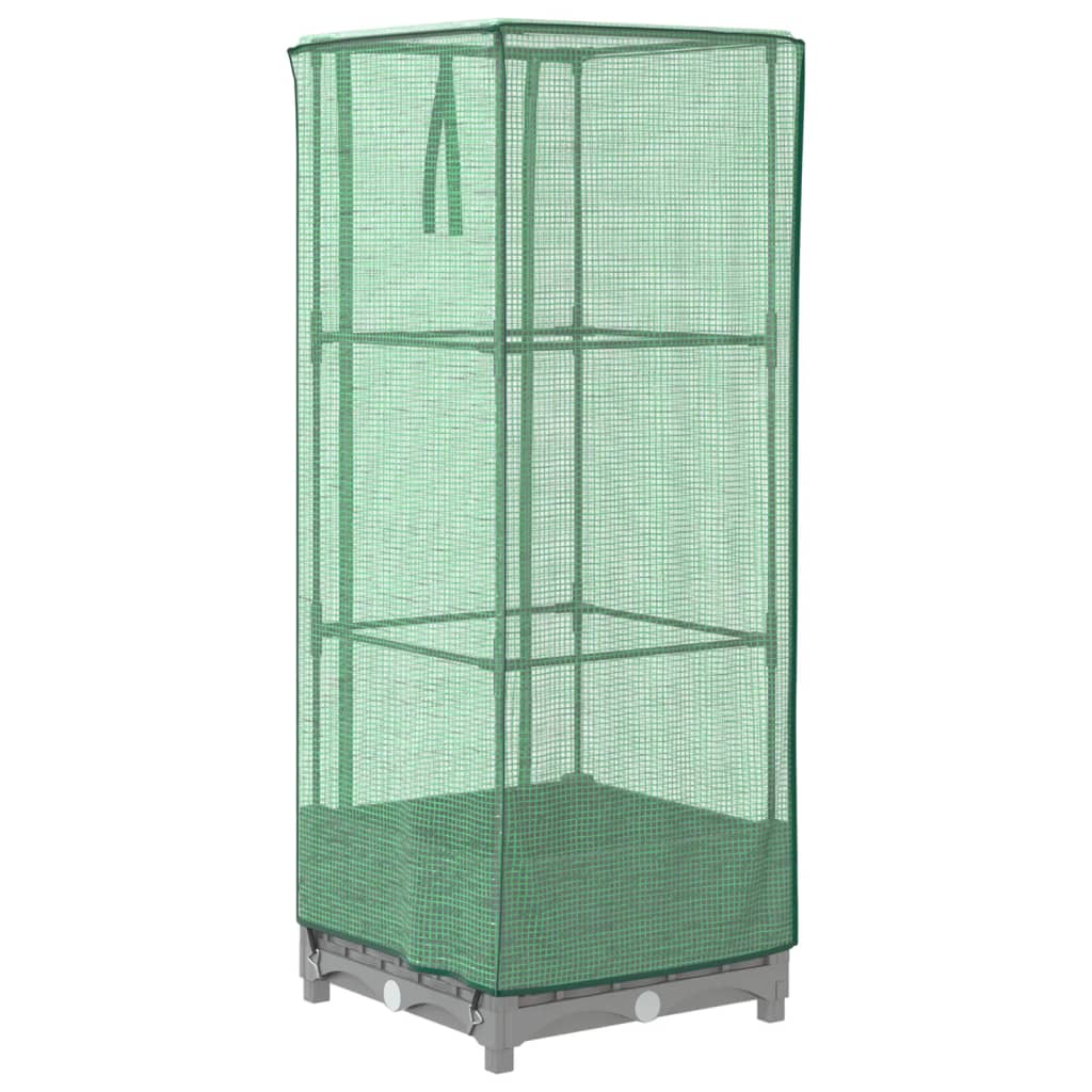 højbed med drivhusovertræk 40x40x123 cm rattan-look