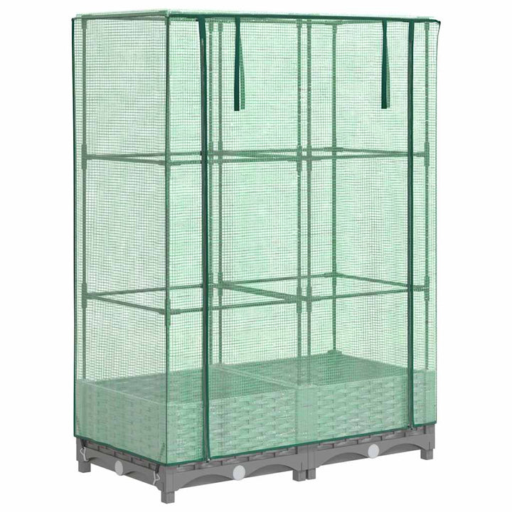 højbed med drivhusovertræk 80x40x123 cm rattan-look