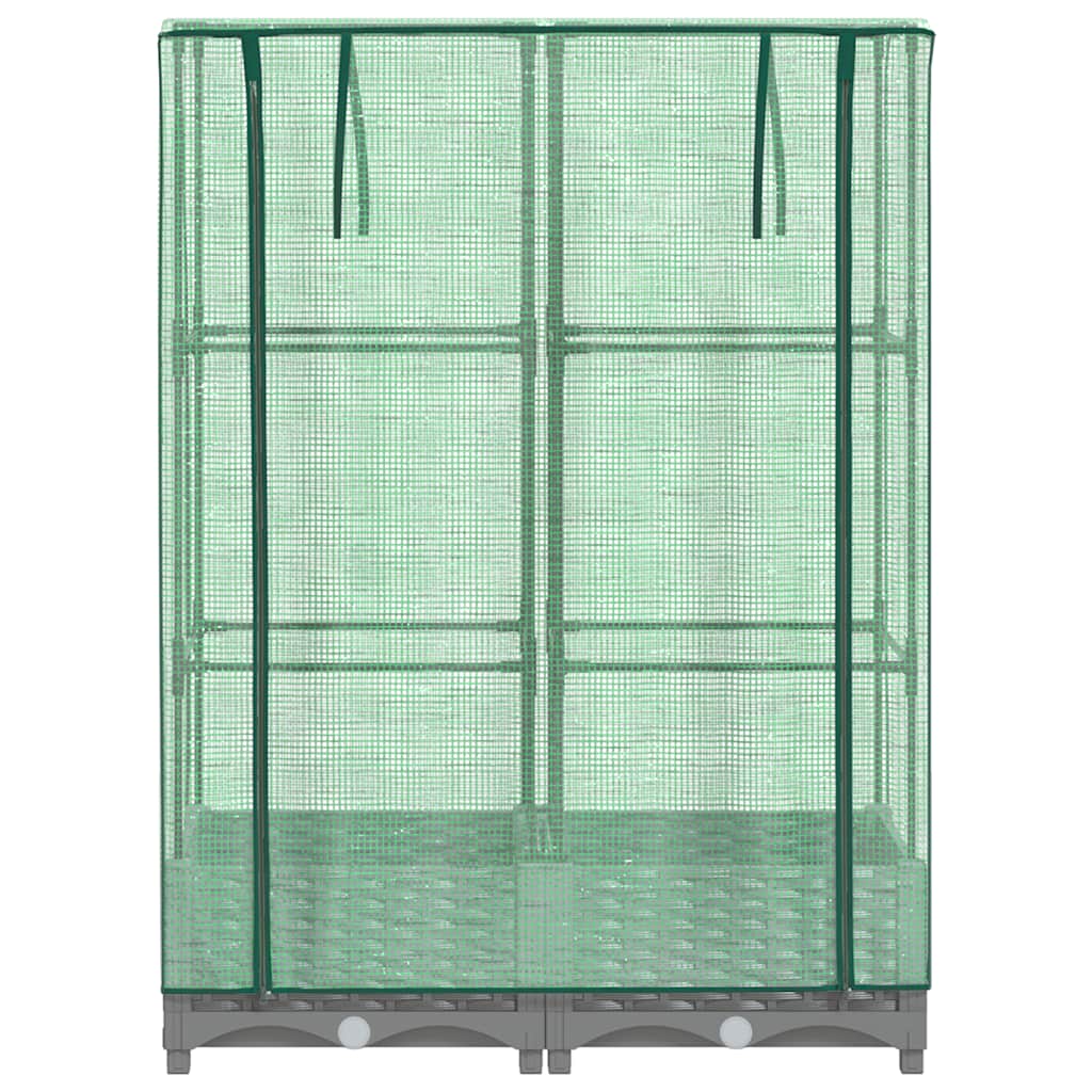højbed med drivhusovertræk 80x40x123 cm rattan-look