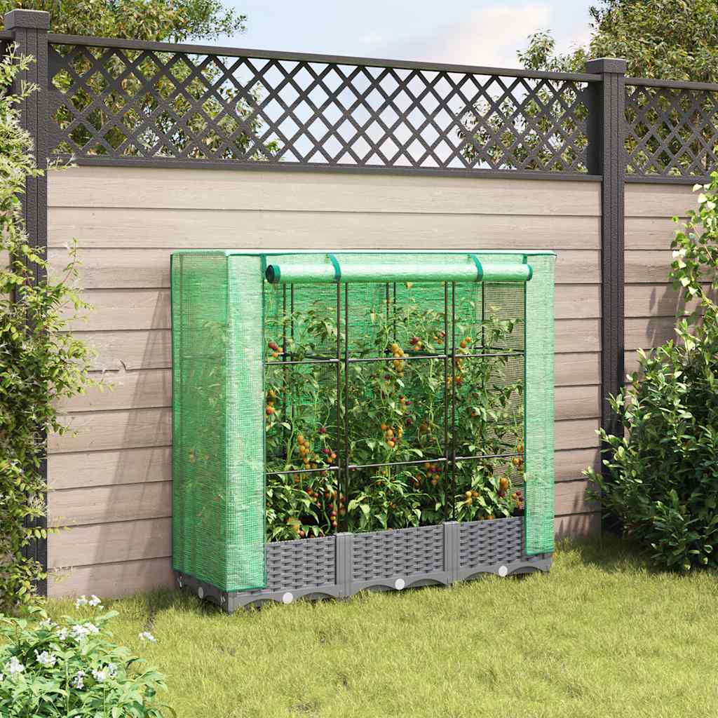 højbed med drivhusovertræk 120x40x123 cm rattan-look