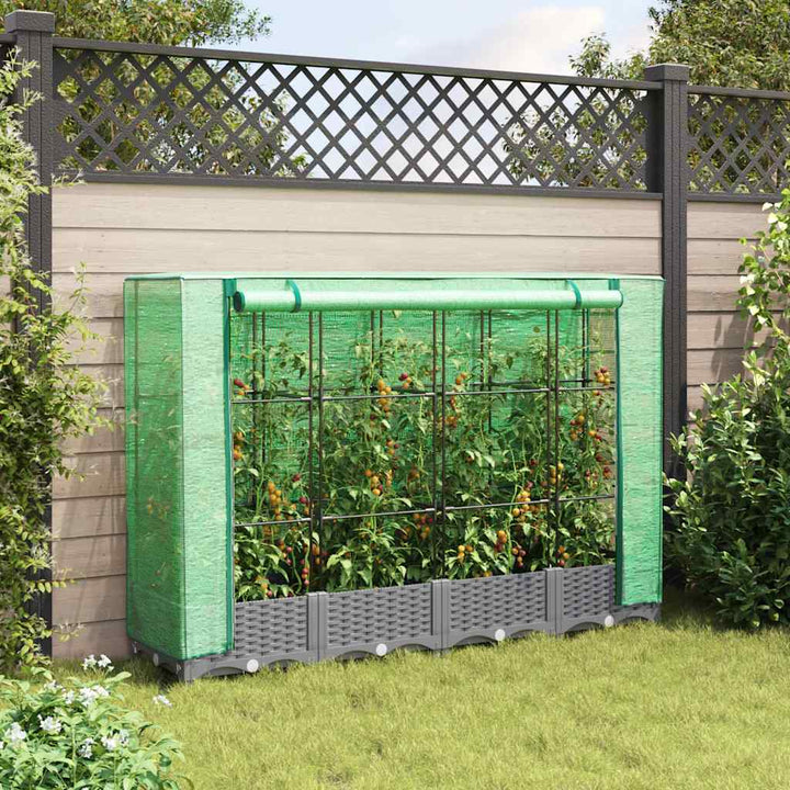 højbed med drivhusovertræk 160x40x123 cm rattan-look