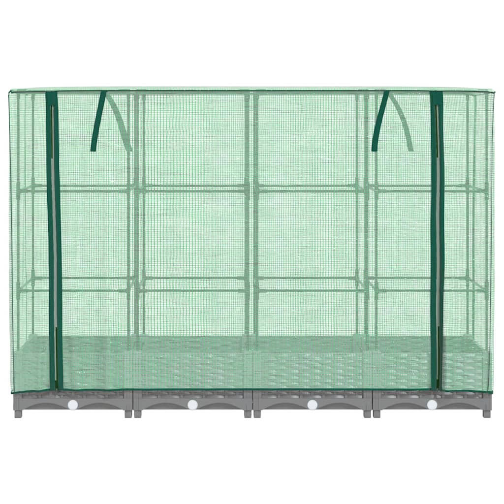 højbed med drivhusovertræk 160x40x123 cm rattan-look