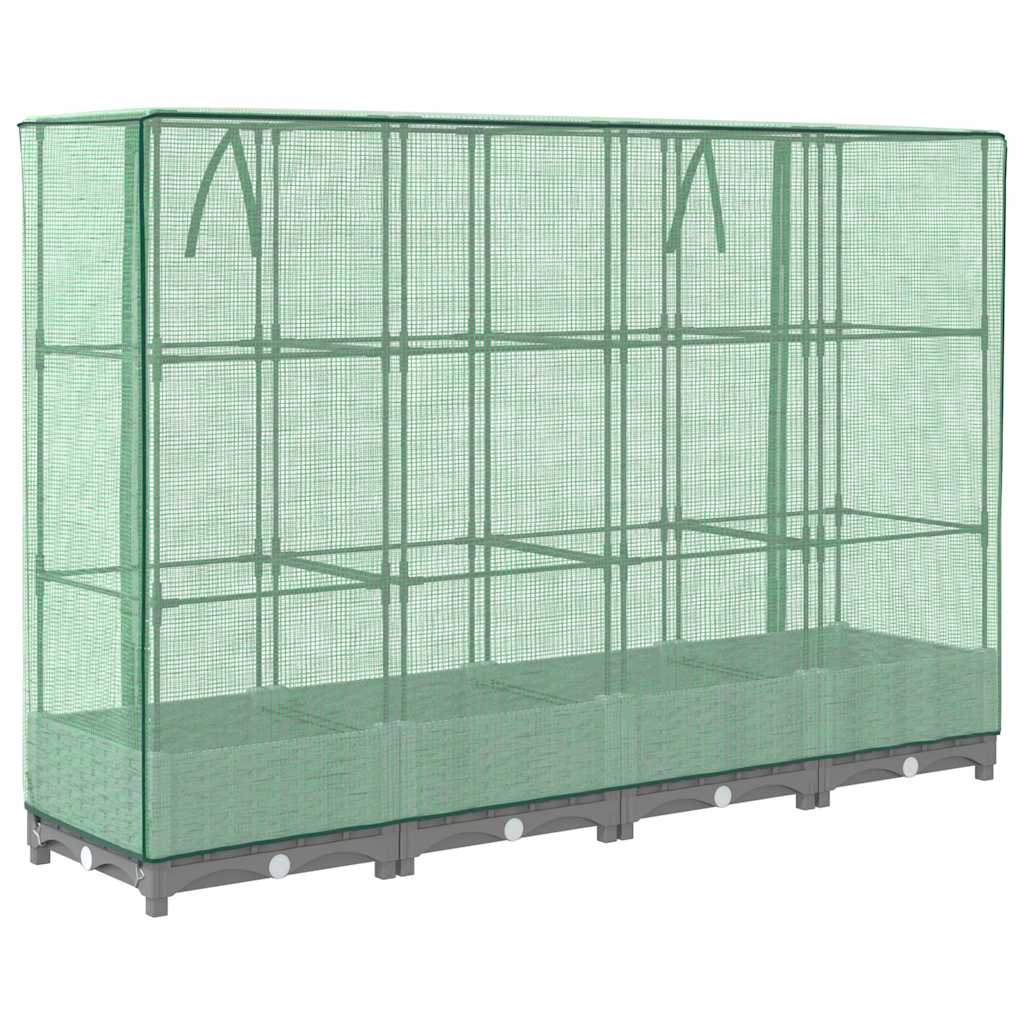højbed med drivhusovertræk 160x40x123 cm rattan-look