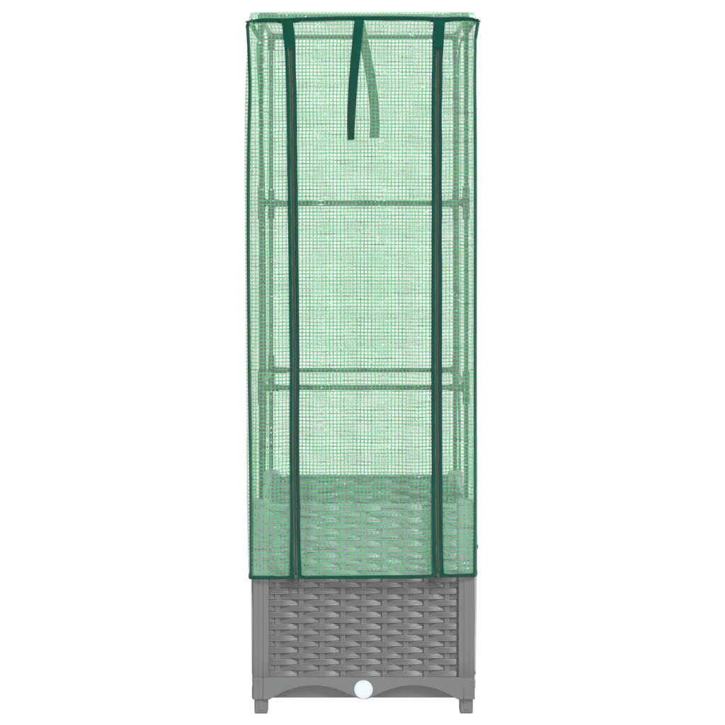 højbed med drivhusovertræk 40x40x139 cm rattan-look