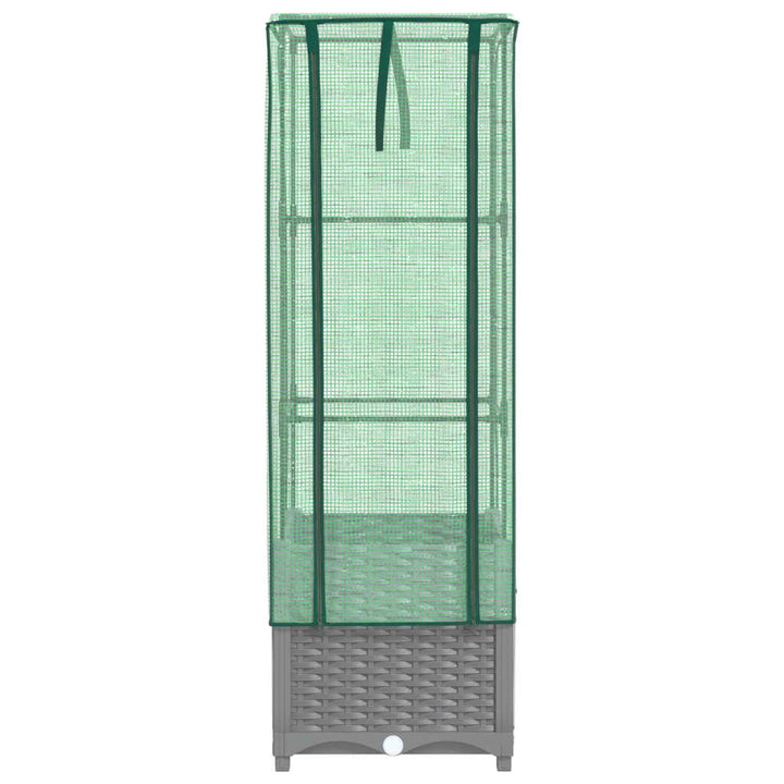 højbed med drivhusovertræk 40x40x139 cm rattan-look