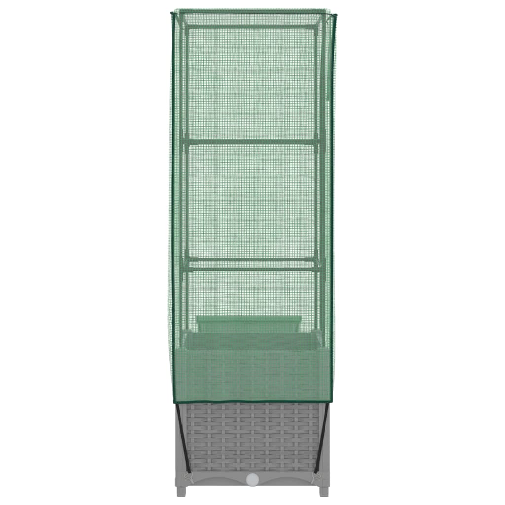 højbed med drivhusovertræk 40x40x139 cm rattan-look