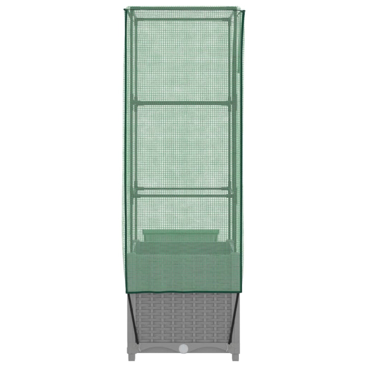 højbed med drivhusovertræk 40x40x139 cm rattan-look