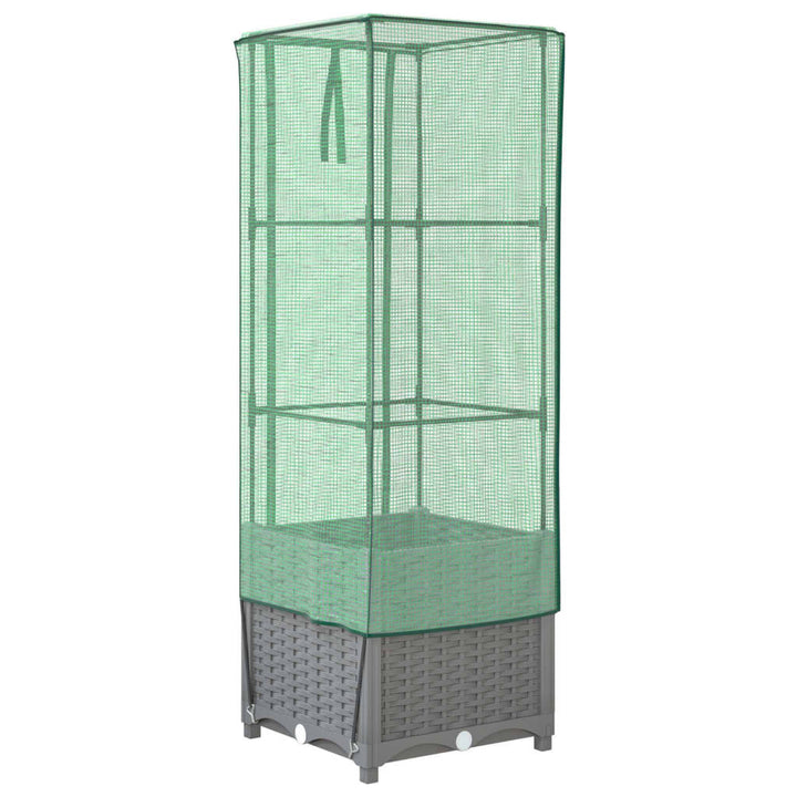 højbed med drivhusovertræk 40x40x139 cm rattan-look