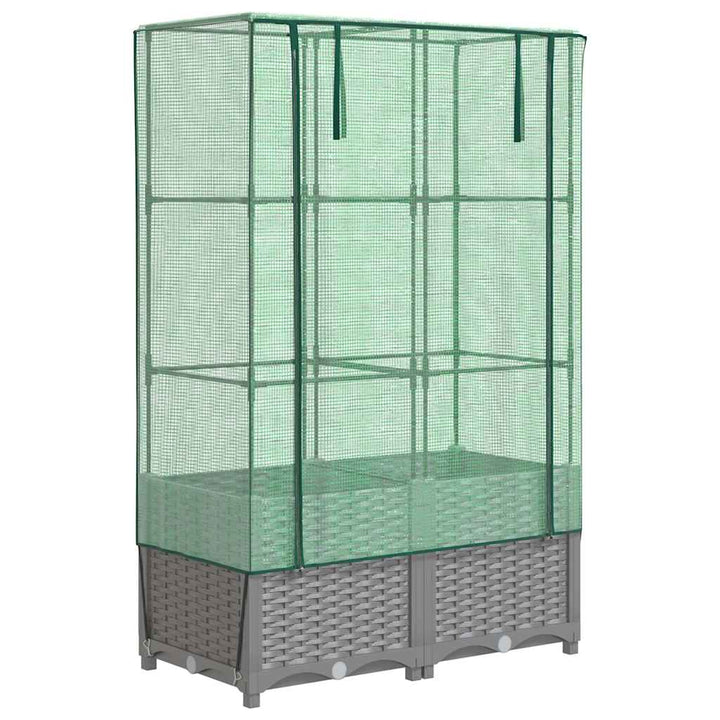 højbed med drivhusovertræk 80x40x138 cm rattan-look