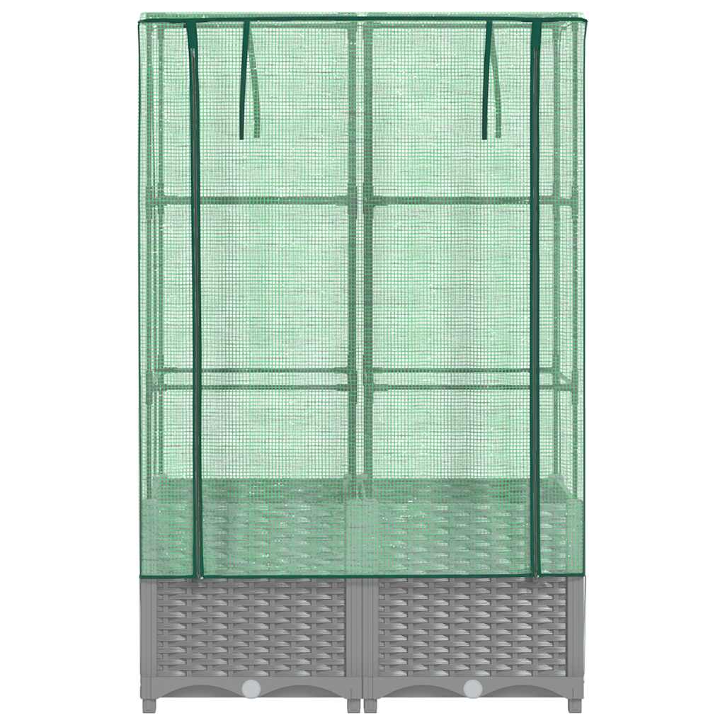højbed med drivhusovertræk 80x40x138 cm rattan-look