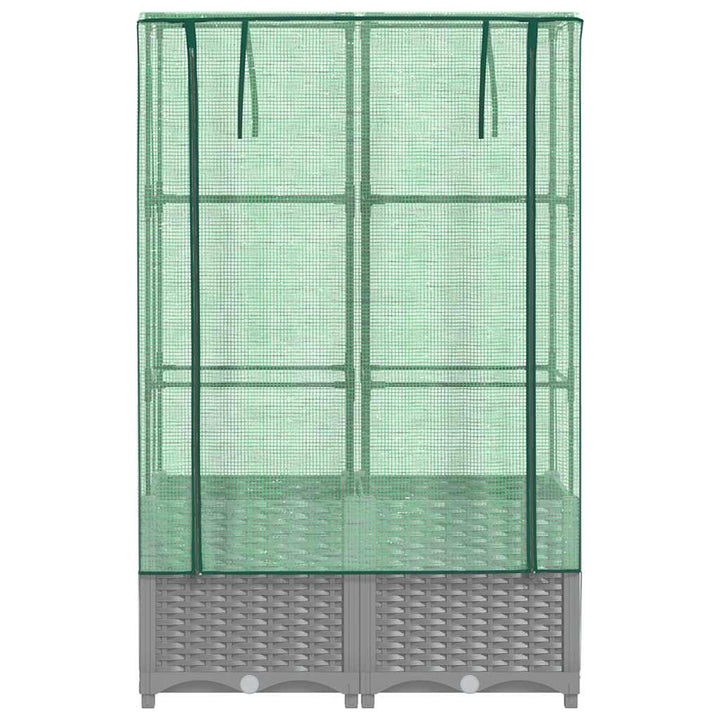 højbed med drivhusovertræk 80x40x138 cm rattan-look