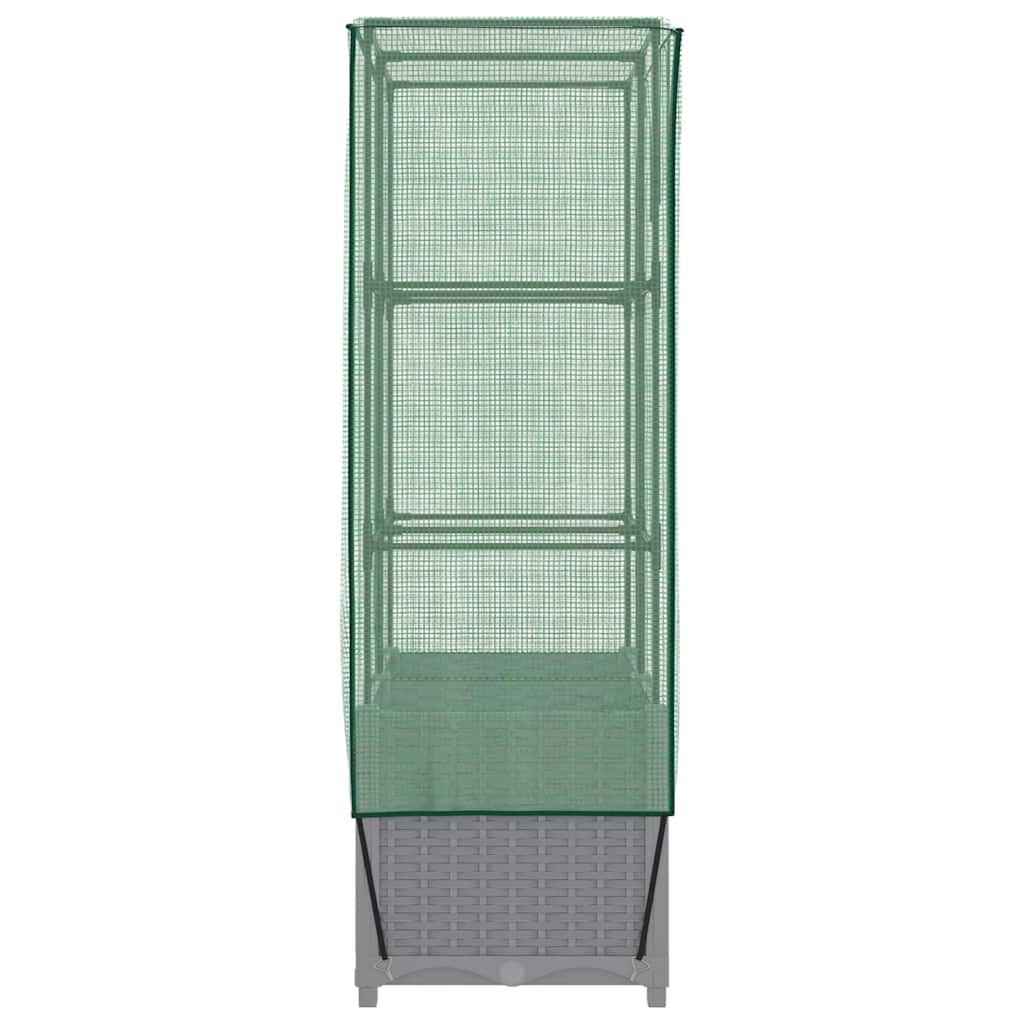 højbed med drivhusovertræk 80x40x138 cm rattan-look
