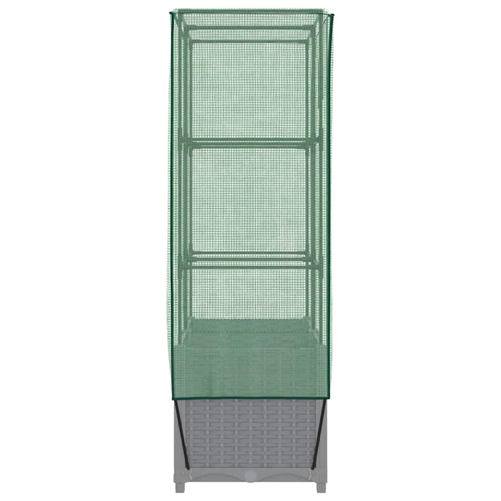 højbed med drivhusovertræk 80x40x138 cm rattan-look