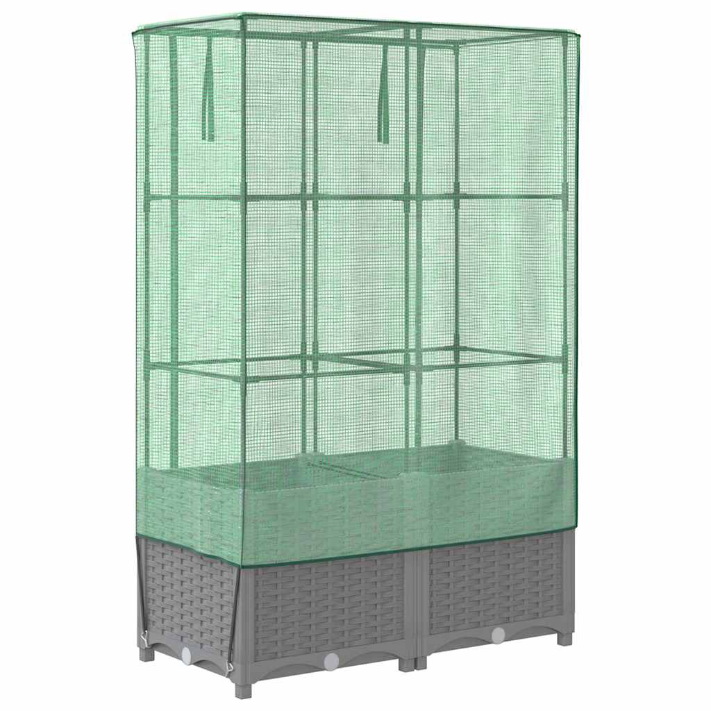 højbed med drivhusovertræk 80x40x138 cm rattan-look