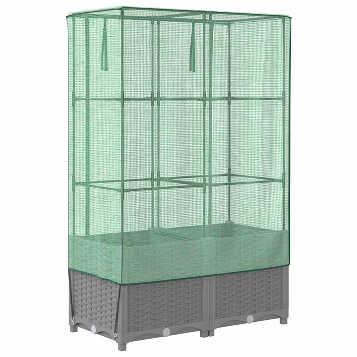højbed med drivhusovertræk 80x40x138 cm rattan-look