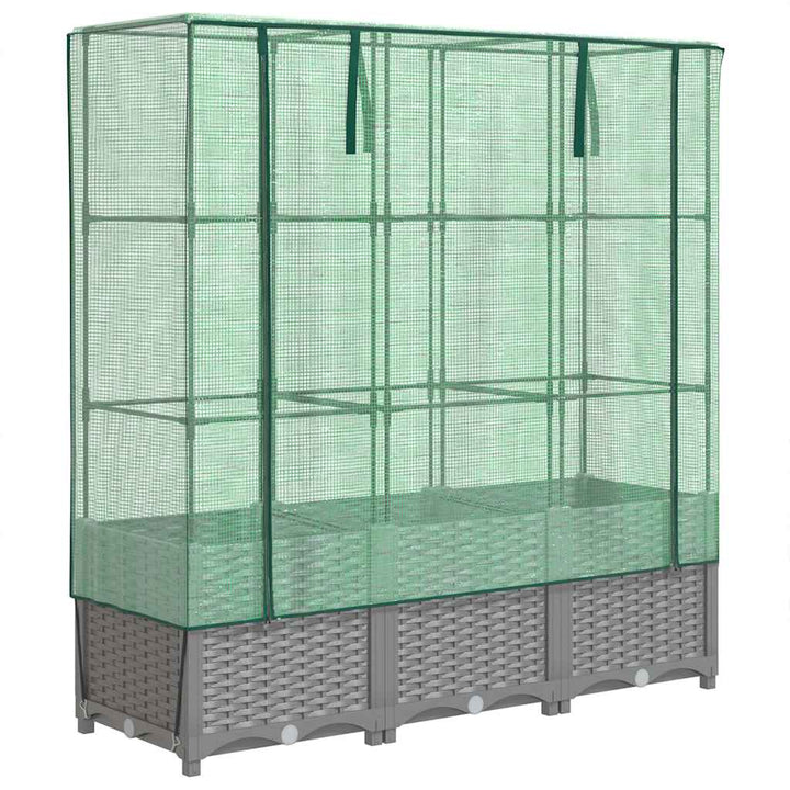 højbed med drivhusovertræk 120x40x138 cm rattan-look