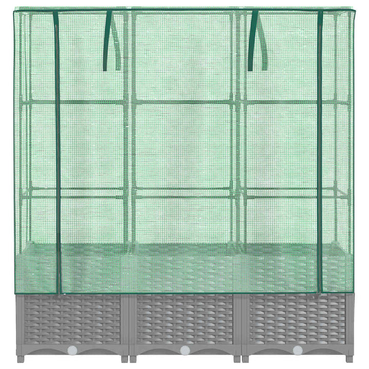 højbed med drivhusovertræk 120x40x138 cm rattan-look