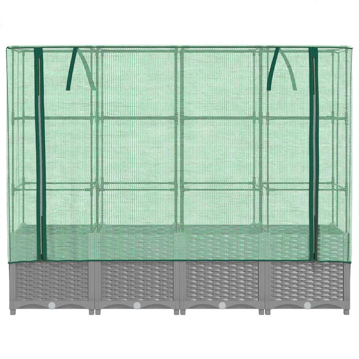 højbed med drivhusovertræk 160x40x138 cm rattan-look