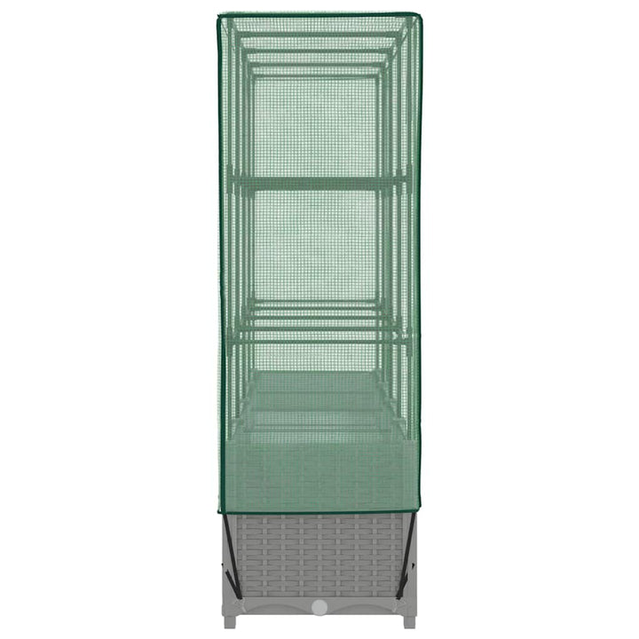højbed med drivhusovertræk 160x40x138 cm rattan-look