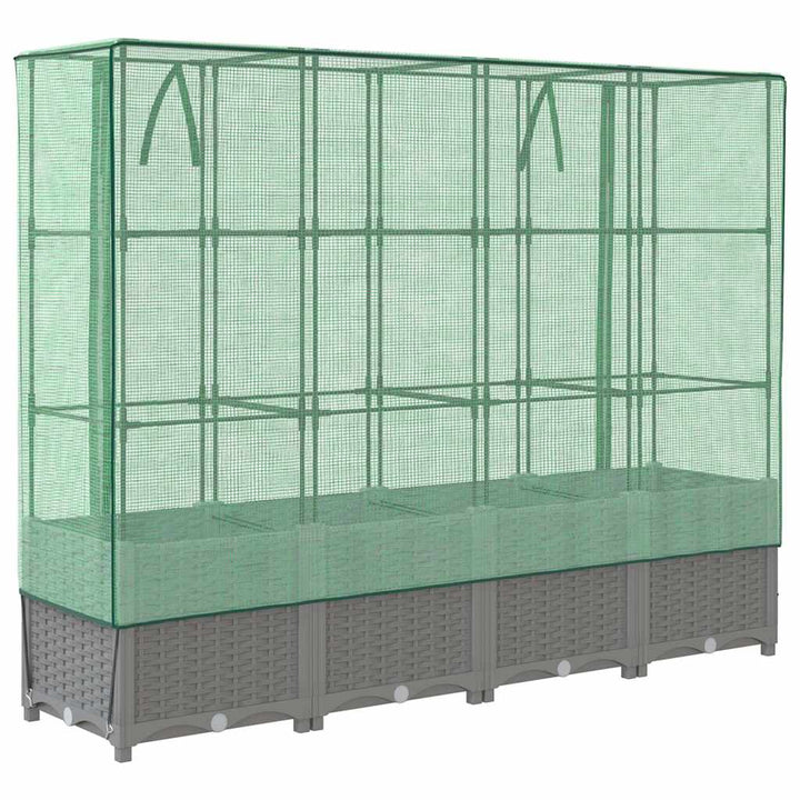 højbed med drivhusovertræk 160x40x138 cm rattan-look