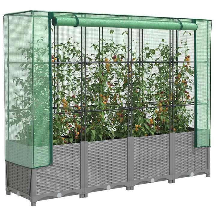 højbed med drivhusovertræk 160x40x138 cm rattan-look