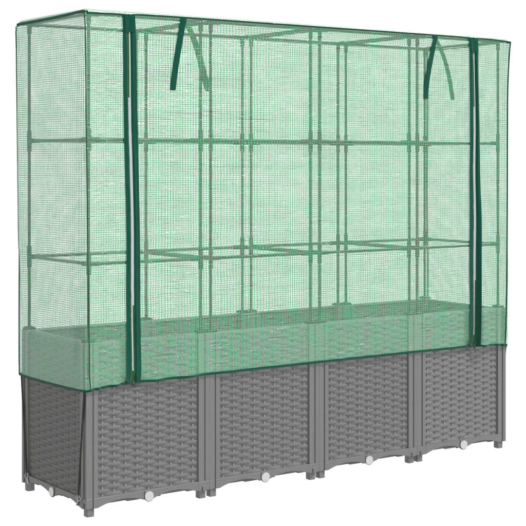 højbed med drivhusovertræk 160x40x153 cm rattan-look