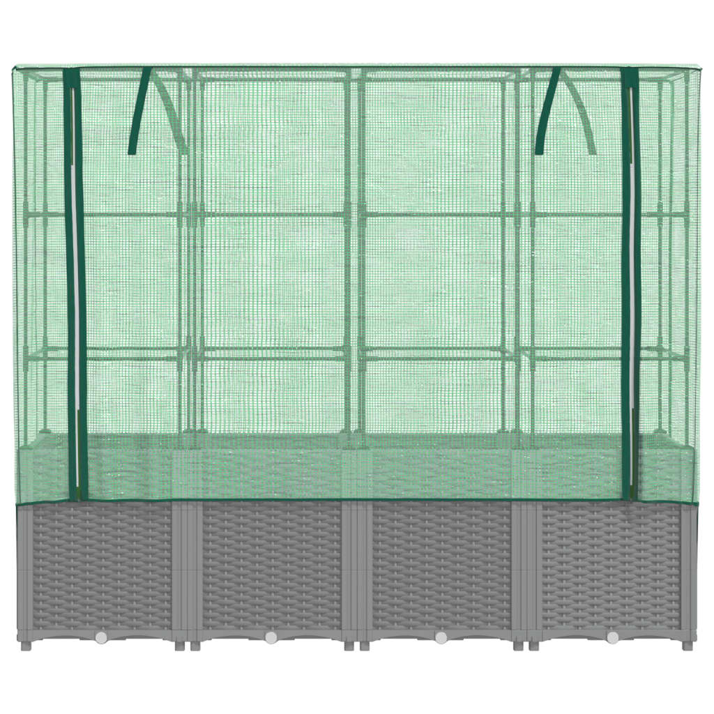 højbed med drivhusovertræk 160x40x153 cm rattan-look