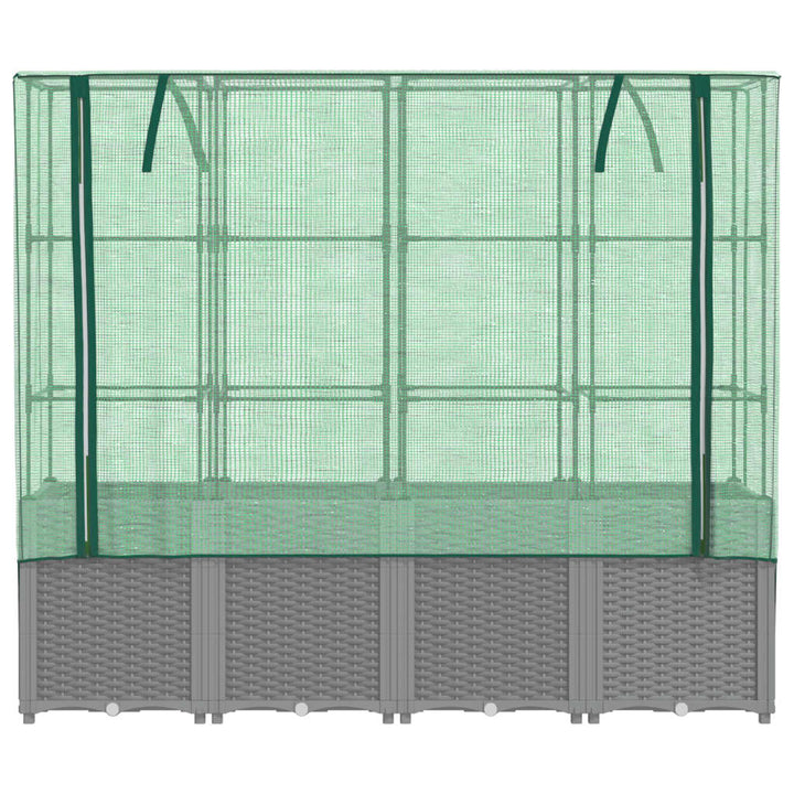 højbed med drivhusovertræk 160x40x153 cm rattan-look