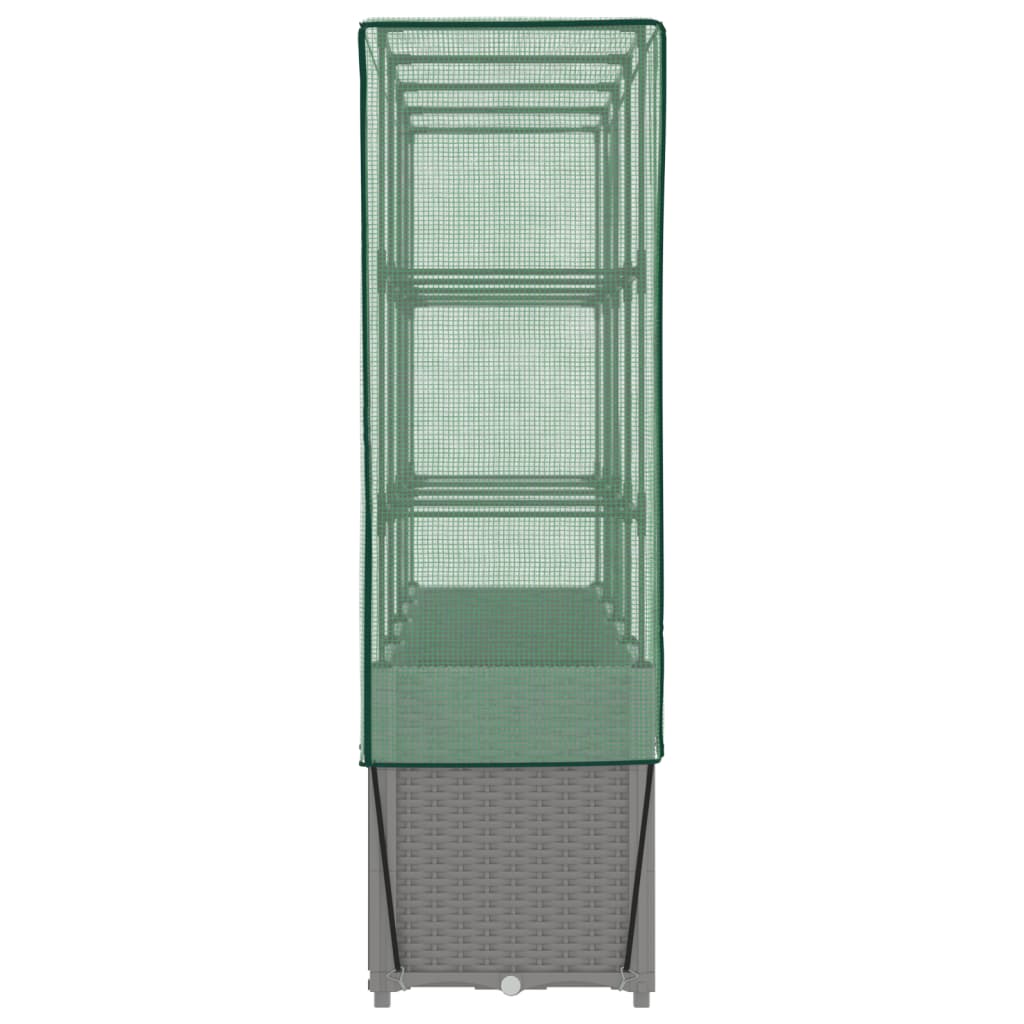 højbed med drivhusovertræk 160x40x153 cm rattan-look