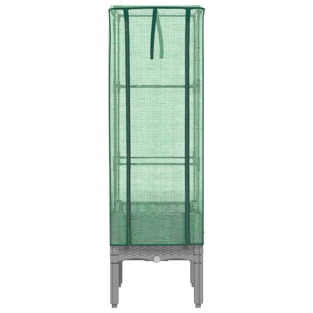 højbed med drivhusovertræk 40x40x140 cm rattan-look