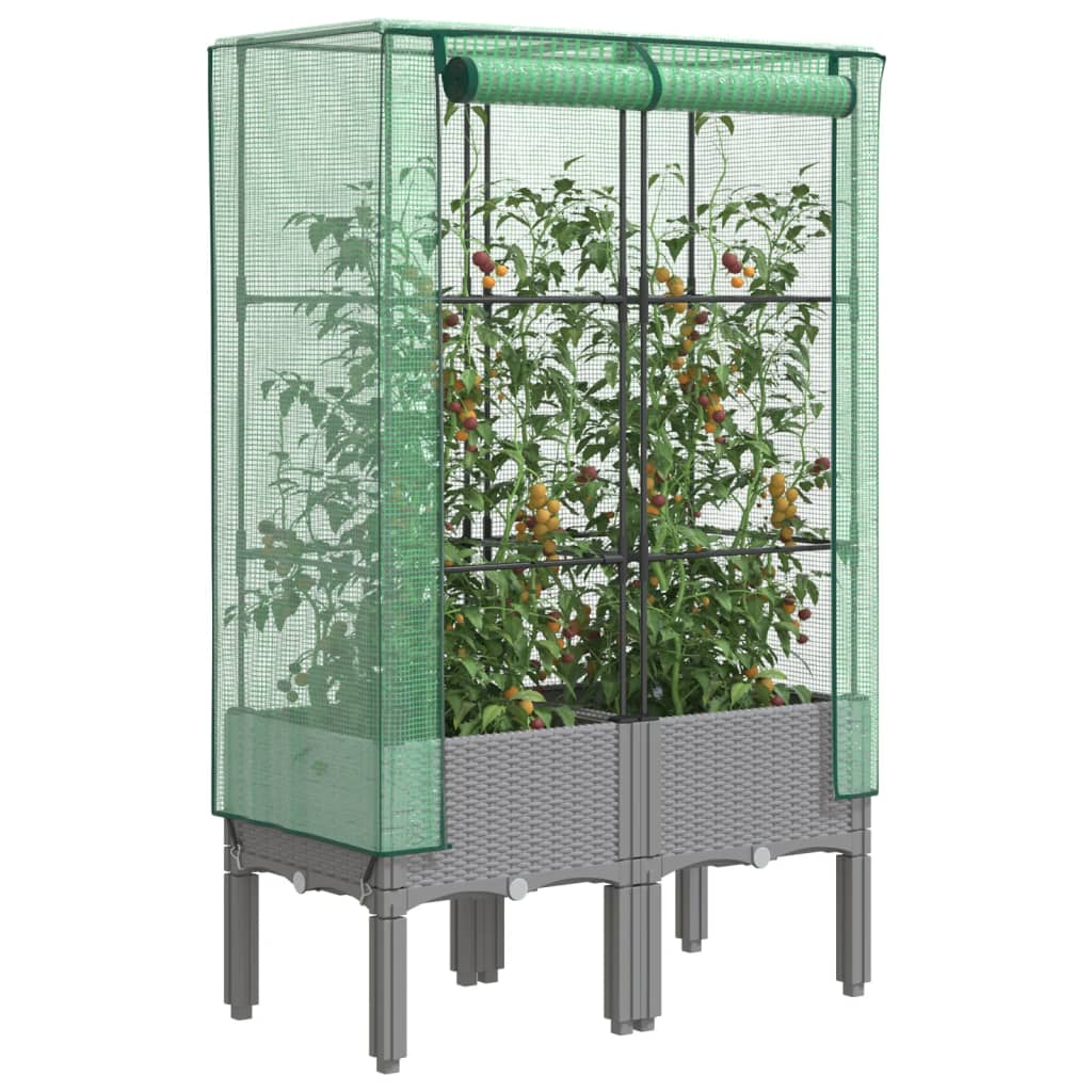 højbed med drivhusovertræk 80x40x140 cm rattan-look