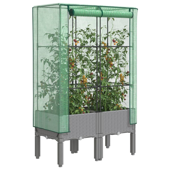 højbed med drivhusovertræk 80x40x140 cm rattan-look