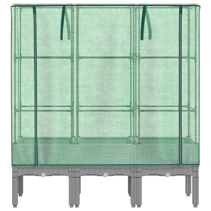 højbed med drivhusovertræk 120x40x140 cm rattan-look