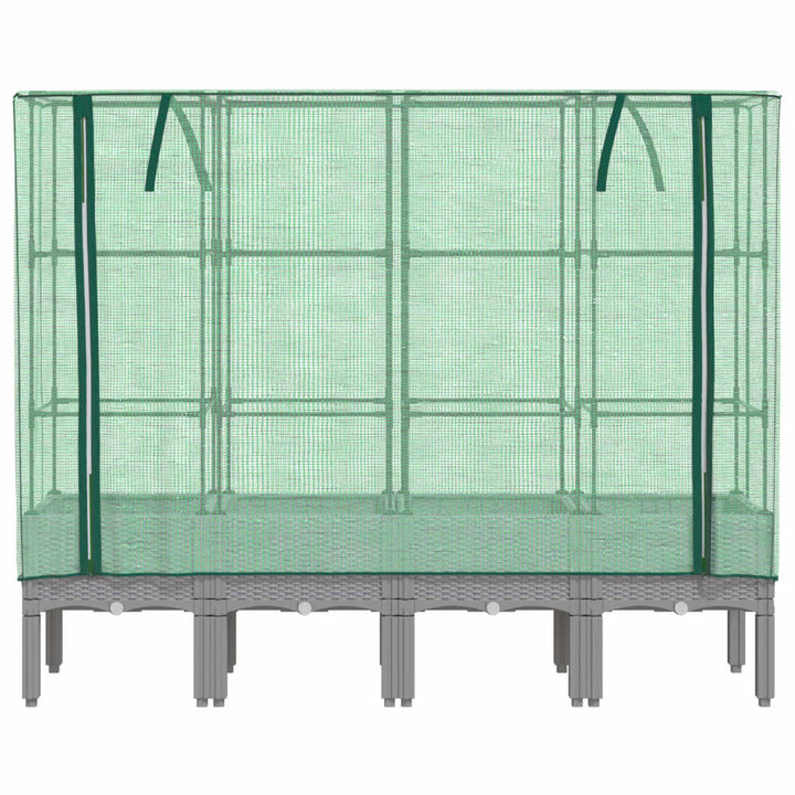 højbed med drivhusovertræk 160x40x140 cm rattan-look