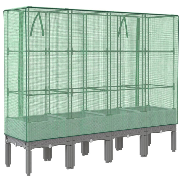 højbed med drivhusovertræk 160x40x140 cm rattan-look